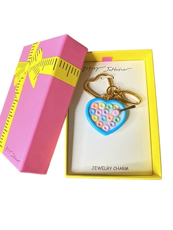 Betsey Johnson Accessories - Betsey Johnson Blue Heart Cereal Bowl Bag Charm Keyring with Gold Hardware
